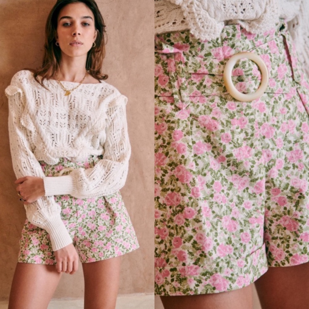 Sezane Rome Shorts in Peonies Floral Size 38